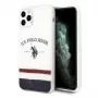 U.S. Polo Assn. USHCN58PCSTRB iPhone 11 dėklas baltas, trispalvis raštas