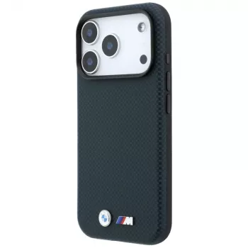 BMW M Quadrille Kevlar Metal Logo MagSafe dėklas, skirtas iPhone 18 Pro / 17 Pro – tamsiai mėlynas