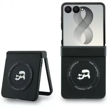 Karl Lagerfeld Karl & Choupette Pins MagSafe dėklas Samsung Galaxy Z Flip8 - juodas