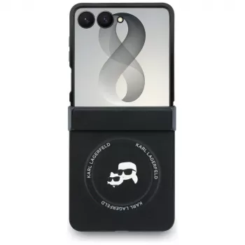 Karl Lagerfeld Karl & Choupette Pins MagSafe dėklas Samsung Galaxy Z Flip8 - juodas
