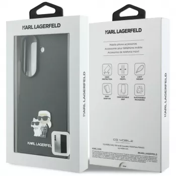 Karl Lagerfeld Saffiano Karl & Choupette Pin dėklas, skirtas Samsung Galaxy Z Fold 8 Ultra - juodas
