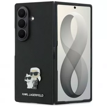 Karl Lagerfeld Saffiano Karl & Choupette Pin dėklas, skirtas Samsung Galaxy Z Fold 8 Ultra - juodas