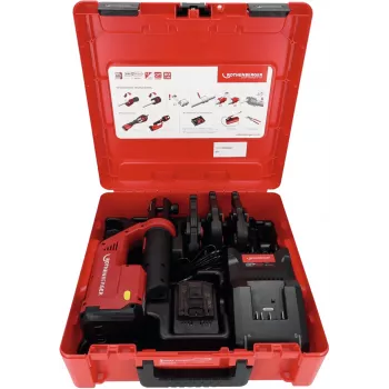 ROTHENBERGER ROMAX Compact III SET SV AMP 19 kN presavimo įrenginys su SV presavimo žnyplėmis, 18V 2.0Ah baterija, įkrovikliu ir dėklu
