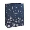 SIGEL GT110 Silver Snowflakes Dovanų maišelių rinkinys, 3 vnt., dengtas popierius, baltos tekstilės virvelės rankenos, metalinis blizgesys, Kalėdoms ir žiemos šventėms, 230 x 180 x 100 mm