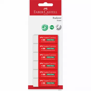 Faber-Castell PVC-Free trintukas 7095-20, 6 vnt. pakuotė, baltas