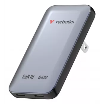 Verbatim Slim GaN Charger 2 prievadų 65W (EU/UK/US) pilka