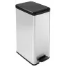 Curver Slim Bin 40L kvadratinė plastikinė šiukšliadėžė, juoda, sidabrinė