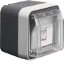 Hager WNC226 paviršinio montavimo ekranuotas Cat.6 RJ45 duomenų lizdas, 8 kontaktų, IP55, pilkas, 1 prievadas