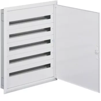 Hager FW536FT įmontuojamas skirstomasis skydas su PE/N gnybtais, 5 eilės, 180 modulių, IP40, baltas