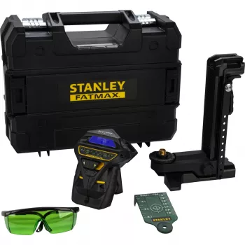 Stanley FatMax X3G 360° žalio spindulio 3 plokštumų lazerinis nivelyras su TSTAK dėklu, 35m nuotolis, 10.8V Li-Ion