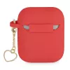 GUESS GUA2LSCHSR AirPods 1/2 dangtelis raudonas silikoninis su širdelės pakabuku, Charm Heart kolekcija