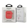 GUESS GUA2LSCHSR AirPods 1/2 dangtelis raudonas silikoninis su širdelės pakabuku, Charm Heart kolekcija