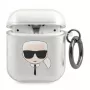 Karl Lagerfeld KLA2UKHGS AirPods 1/2 dėklas sidabrinis su blizgučiais, Karl's Head