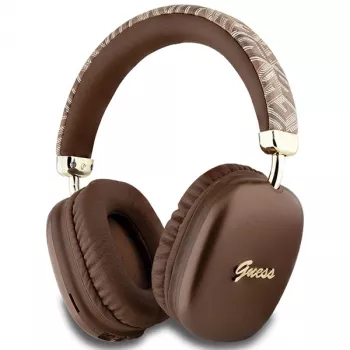 GUESS GUE003639 Gcube Metalinis Script logotipas On-Ear Bluetooth ausinės, rudos