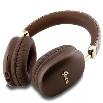 GUESS GUE003639 Gcube Metalinis Script logotipas On-Ear Bluetooth ausinės, rudos