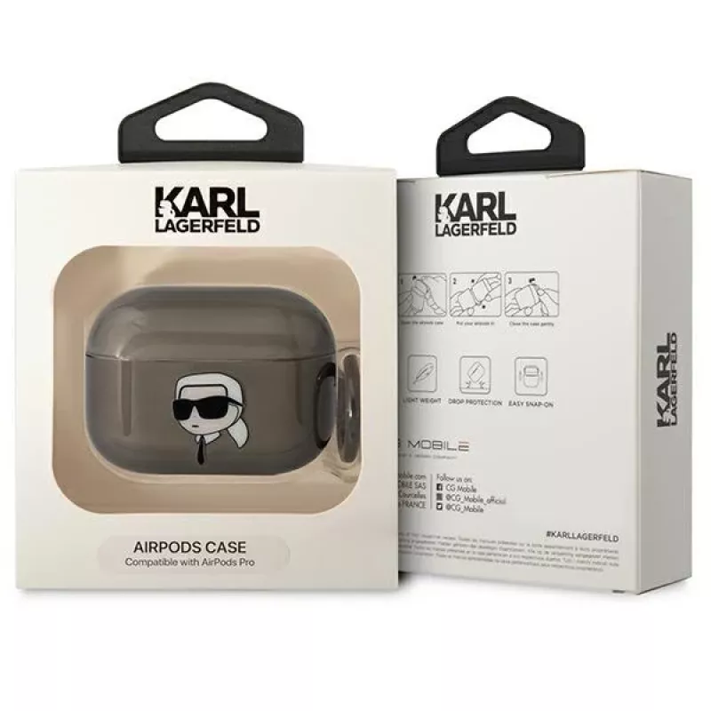 Karl Lagerfeld KLAPHNIKTCK AirPods Pro dėklas Karl Head juodas