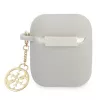 Guess GUA2LSC4EG AirPods 1/2 dėklas pilkas silikoninis su pakabuku 4G kolekcija