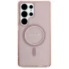 GUESS Glitter Circle Classic Logo apsauginis dėklas su MagSafe, skirtas Samsung Galaxy S25 Ultra - rožinis