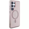 GUESS Glitter Circle Classic Logo apsauginis dėklas su MagSafe, skirtas Samsung Galaxy S25 Ultra - rožinis