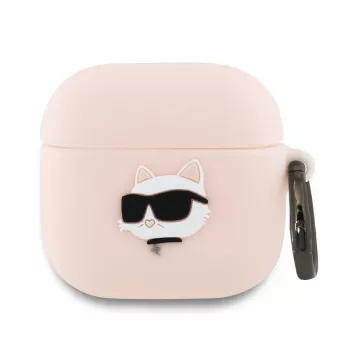Karl Lagerfeld Silicone Choupette Head 3D dėklas, skirtas AirPods 4 - rožinis