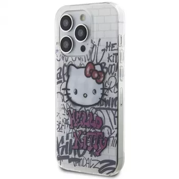 Hello Kitty HKHCP14XHDGPHT iPhone 14 Pro Max 6,7 colio baltas kietas dėklas IML Kitty On Bricks Graffiti