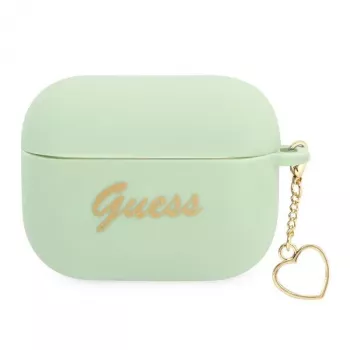 GUESS GUAPLSCHSN AirPods Pro dėklas žalias silikoninis Charm Heart kolekcija