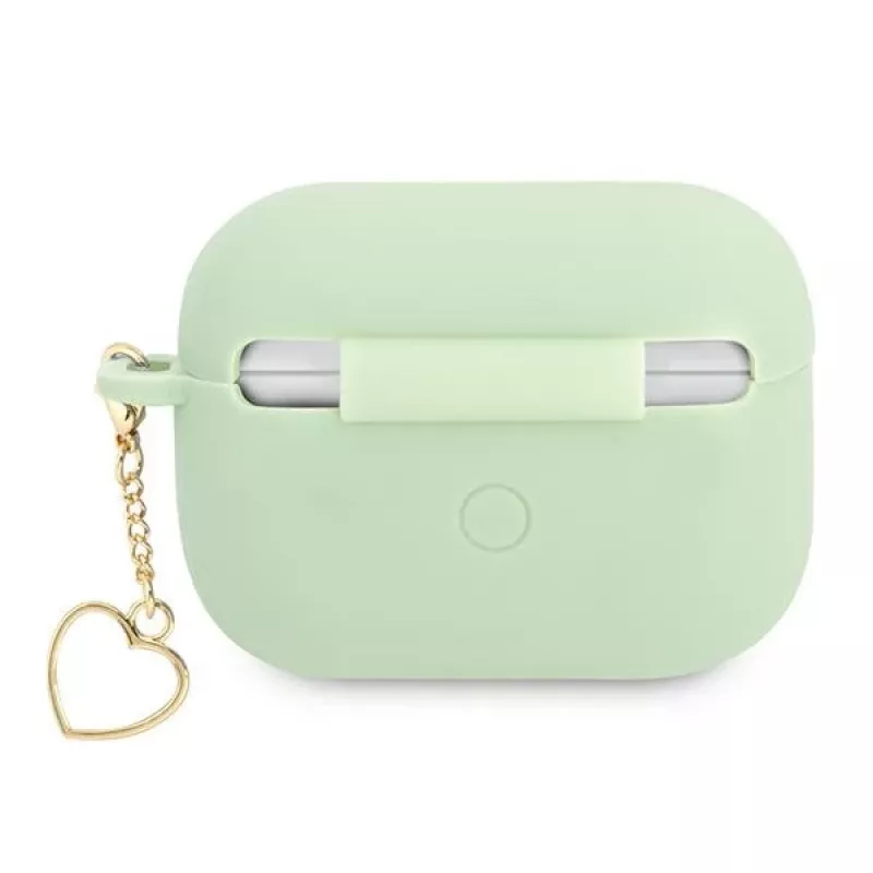 GUESS GUAPLSCHSN AirPods Pro dėklas žalias silikoninis Charm Heart kolekcija
