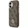 GUESS 4G Strass Logotipas ir Didelis Dirželis su Metaliniais Mygtukais MagSafe Dėklas, skirtas iPhone 17 - Ruda