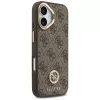 GUESS 4G Strass Logotipas ir Didelis Dirželis su Metaliniais Mygtukais MagSafe Dėklas, skirtas iPhone 17 - Ruda