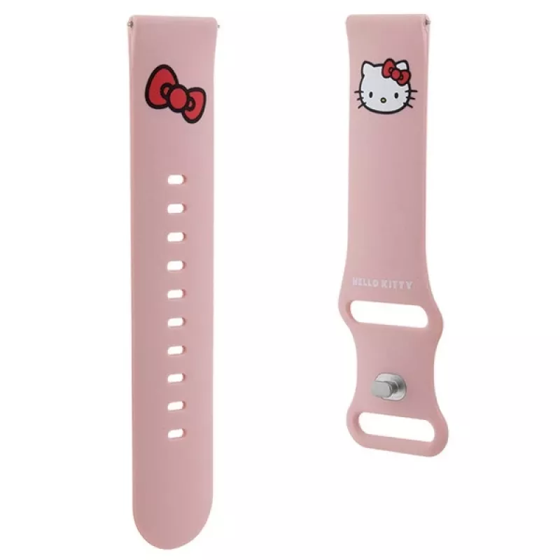 Hello Kitty Universalus silikoninis laikrodžio dirželis 22 mm, rožinis, su Kitty galvutės dizainu
