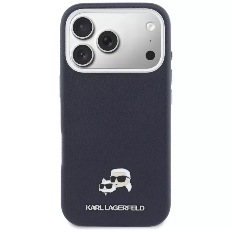 Karl Lagerfeld Karl & Choupette Head Pins Saffiano MagSafe dėklas, skirtas iPhone 17 Pro - mėlynas