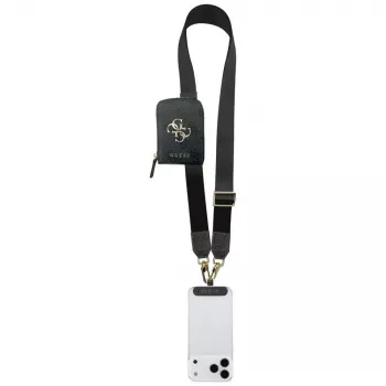 GUESS 4G Metal Logo Universal Crossbody Phone Strap Small Purse juoda