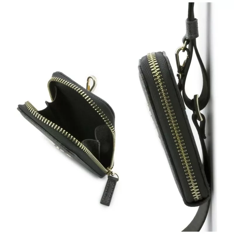 GUESS 4G Metal Logo Universal Crossbody Phone Strap Small Purse juoda