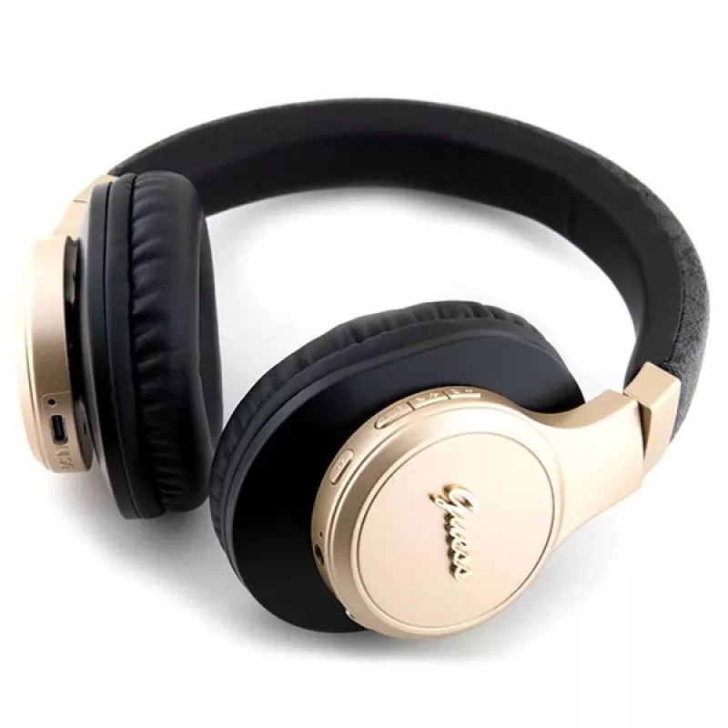 GUESS GUBH604GEMK Bluetooth ausinės per ausį, juodos, 4G Script