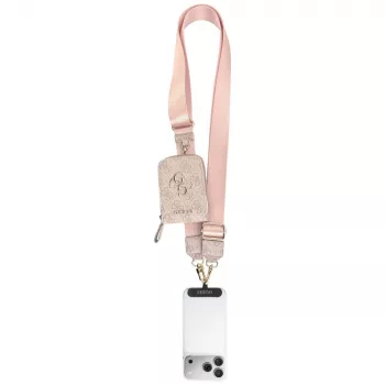 GUESS 4G Metal Logo Universal Crossbody Phone Strap Small Purse - rožinė