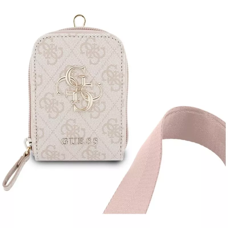 GUESS 4G Metal Logo Universal Crossbody Phone Strap Small Purse - rožinė