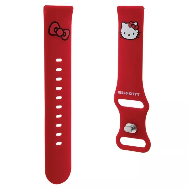 Hello Kitty Universalus silikoninis laikrodžio dirželis HKUWMSCHBLR raudonas su Kitty galvute 20 mm