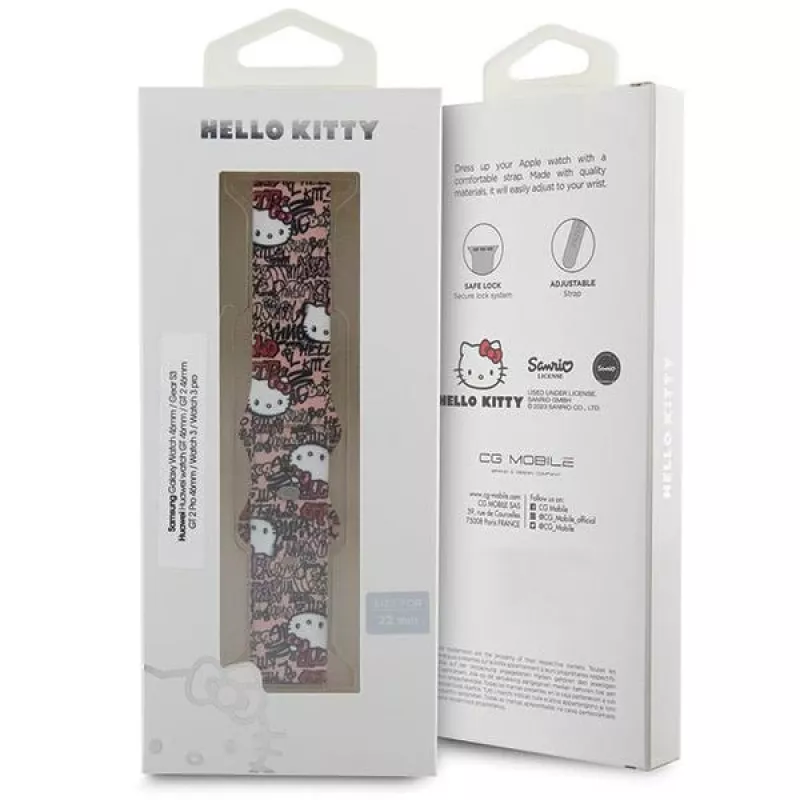 Hello Kitty Universal Silicone Watch Strap Graffiti Pink 22mm