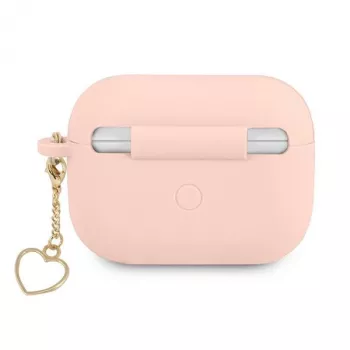 GUESS AirPods Pro dangtelis rožinis silikoninis Charm Heart kolekcija
