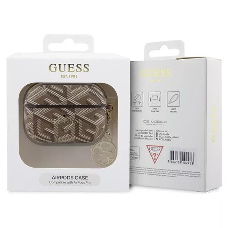 GUESS GUE003033 GCube Charm AirPods Pro dėklas rudas