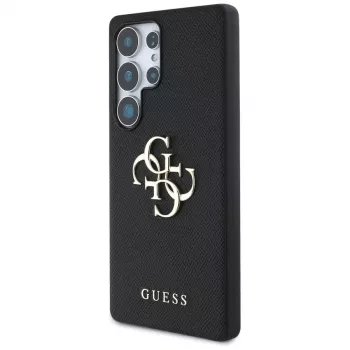 GUESS Grained Big 4G Logo Small Classic Logo dėklas, skirtas Samsung Galaxy S25 Ultra - juodas