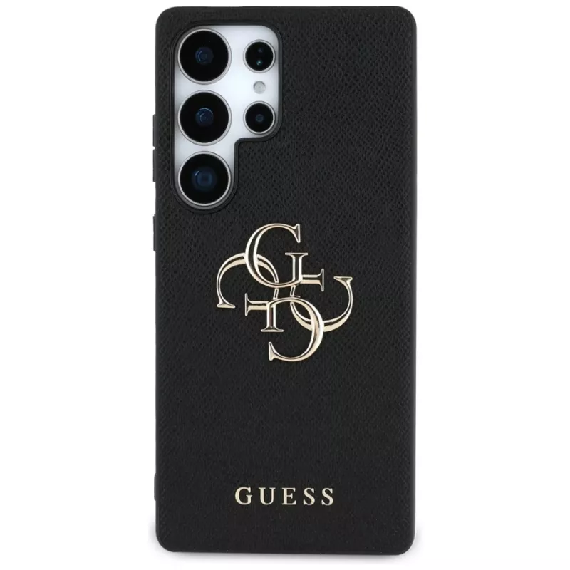 GUESS Grained Big 4G Logo Small Classic Logo dėklas, skirtas Samsung Galaxy S25 Ultra - juodas