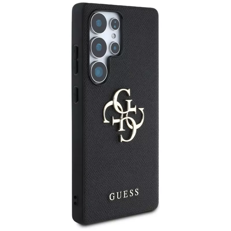 GUESS Grained Big 4G Logo Small Classic Logo dėklas, skirtas Samsung Galaxy S25 Ultra - juodas