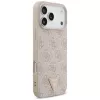 GUESS Leather 4G Triangle Strass MagSafe dėklas, skirtas iPhone 18 Pro Max / 17 Pro Max - rožinis