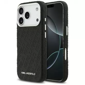 Karl Lagerfeld FW Stamped Karl MagSafe dėklas, skirtas Apple iPhone 17 Pro, juodos spalvos
