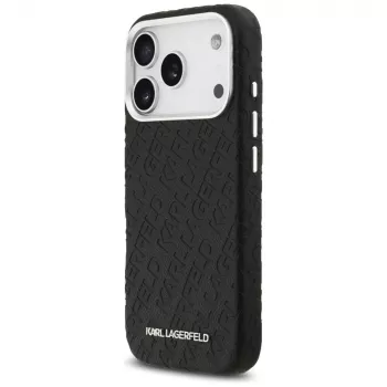 Karl Lagerfeld FW Stamped Karl MagSafe dėklas, skirtas Apple iPhone 17 Pro, juodos spalvos
