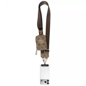 Guess 4G Metal Logo Universal Crossbody Telefono Dirželis su Pinigine - Ruda