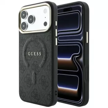 GUESS Embossed 4G Classic MagSafe dėklas, skirtas iPhone 17 Pro Max / 18 Pro Max - juodas