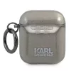 Karl Lagerfeld KLA2UKHGK AirPods 1/2 dėklas juodas su blizgučiais, Karlo galva