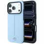 Mercedes Leather Semi Wrap Iconic Line MagSafe dėklas, skirtas iPhone 18 Pro / 17 Pro - mėlynas